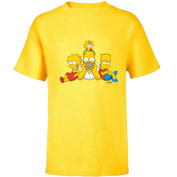 The Simpsons Homer Lisa Bart and Maggie Portrait - Short Sleeve T-Shirt for Kids - Customized-Yellow