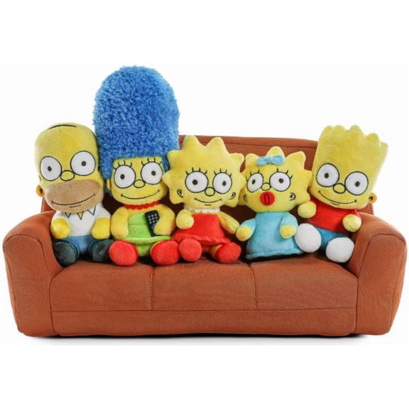 The Simpsons Homer, Marge, Bart, Lisa & Maggie On Couch Interactive Plush Family Set