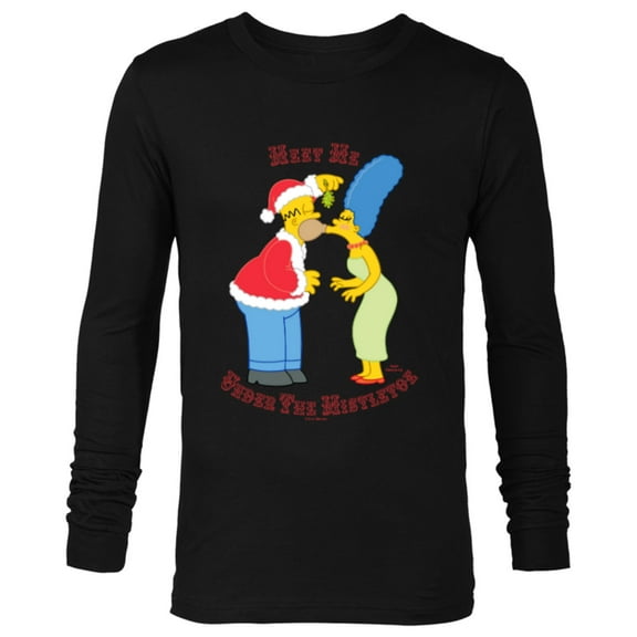 The Simpsons Homer Marge Christmas Meet Under the Mistletoe - Long Sleeve T-Shirt for Men - Customized-Black