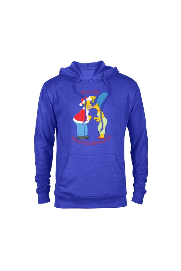 Homer Marge Christmas Meet Under the Mistletoe - Pullover Hoodie for Adults - Customized-Royal