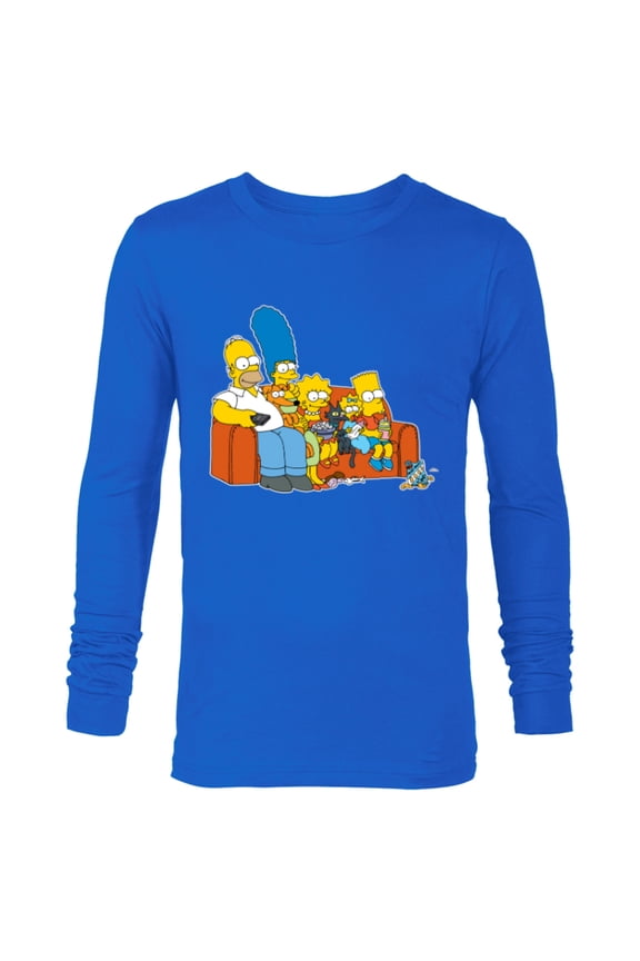 Homer Marge Maggie Bart Lisa Simpson Couch - Long Sleeve T-Shirt for Men- Customized-Royal