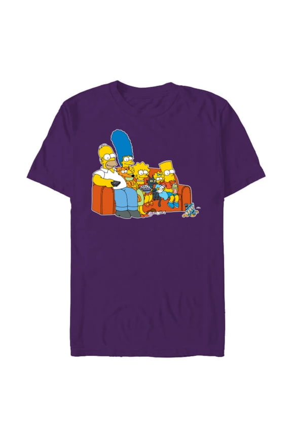 Homer Marge Maggie Bart Lisa Simpson Couch - Short Sleeve Blended T-Shirt for Adults- Customized-Purple