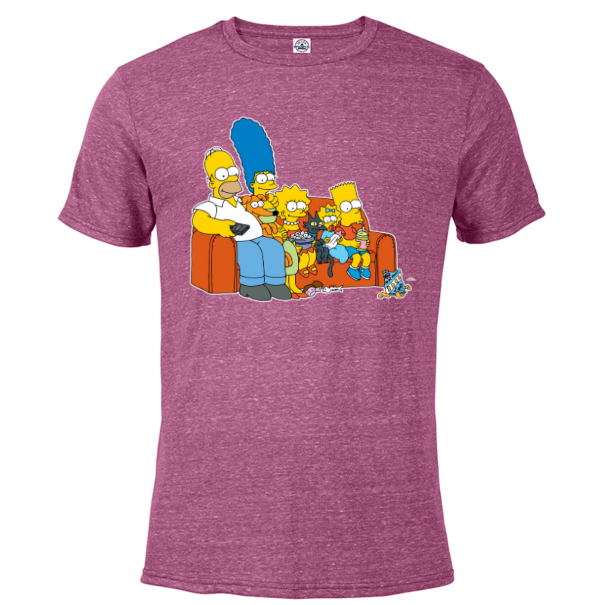 The Simpsons Homer Marge Maggie Bart Lisa Simpson Couch - Short Sleeve  Blended T-Shirt for Adults- Customized-Berry Snow Heather - Walmart.com