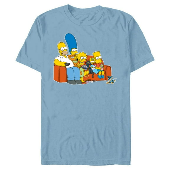 The Simpsons Homer Marge Maggie Bart Lisa Simpson Couch - Short Sleeve Blended T-Shirt for Adults- Customized-Ocean Blue