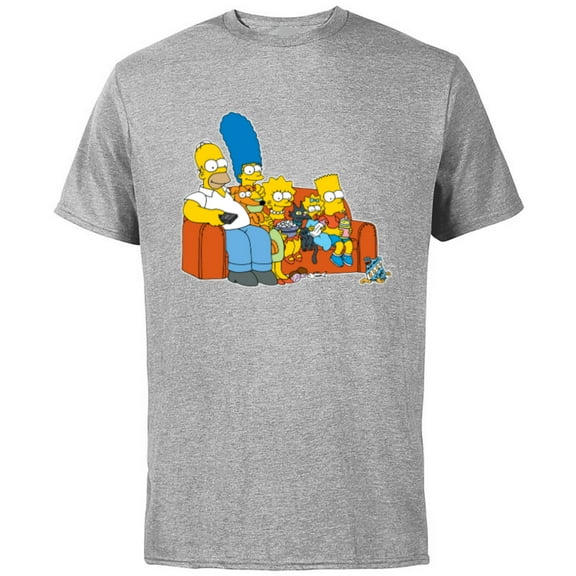 The Simpsons Homer Marge Maggie Bart Lisa Simpson Couch - Short Sleeve Cotton T-Shirt for Adults- Customized-Athletic Heather