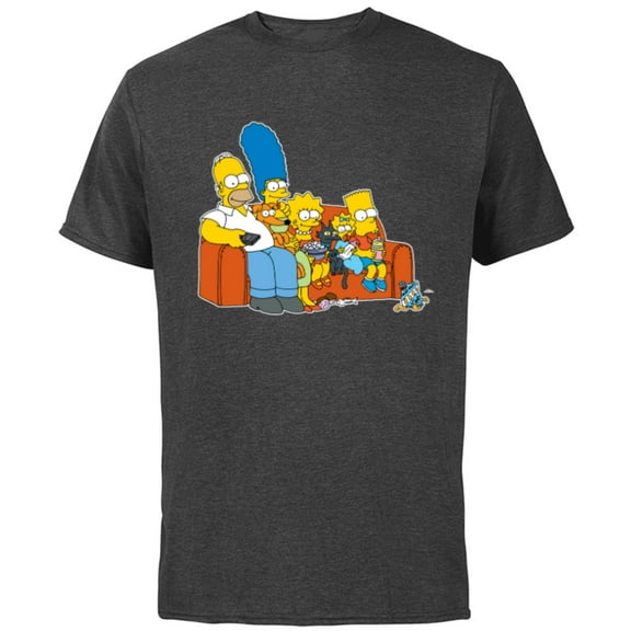 The Simpsons Homer Marge Maggie Bart Lisa Simpson Couch - Short Sleeve Cotton T-Shirt for Adults- Customized-Charcoal