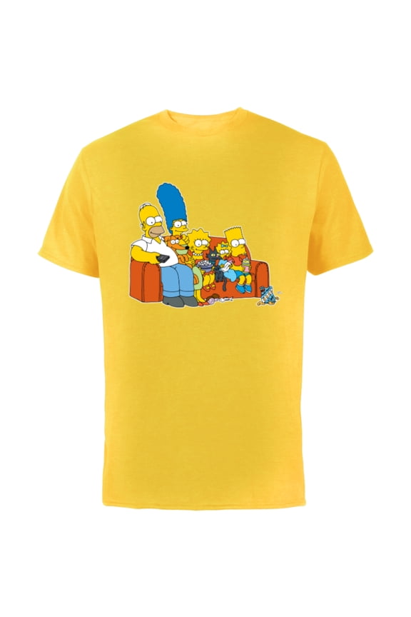 Homer Marge Maggie Bart Lisa Simpson Couch - Short Sleeve Cotton T-Shirt for Adults- Customized-Yellow