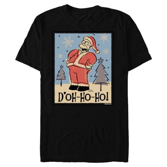 The Simpsons Homer Santa Christmas Holiday D’oh-Ho-Ho - Short Sleeve Blended T-Shirt for Adults - Customized-Black