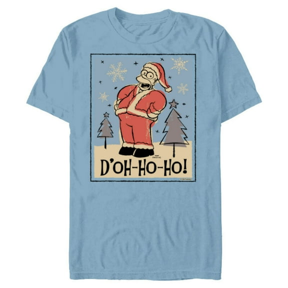 The Simpsons Homer Santa Christmas Holiday D’oh-Ho-Ho - Short Sleeve Blended T-Shirt for Adults - Customized-Ocean Blue