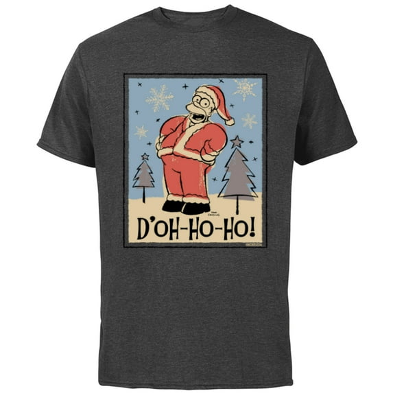 The Simpsons Homer Santa Christmas Holiday D’oh-Ho-Ho - Short Sleeve Cotton T-Shirt for Adults - Customized-Charcoal