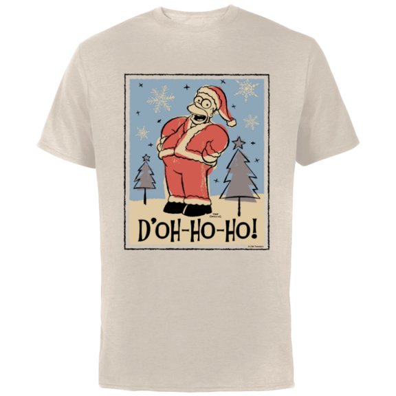 The Simpsons Homer Santa Christmas Holiday D’oh-Ho-Ho - Short Sleeve Cotton T-Shirt for Adults - Customized-Natural