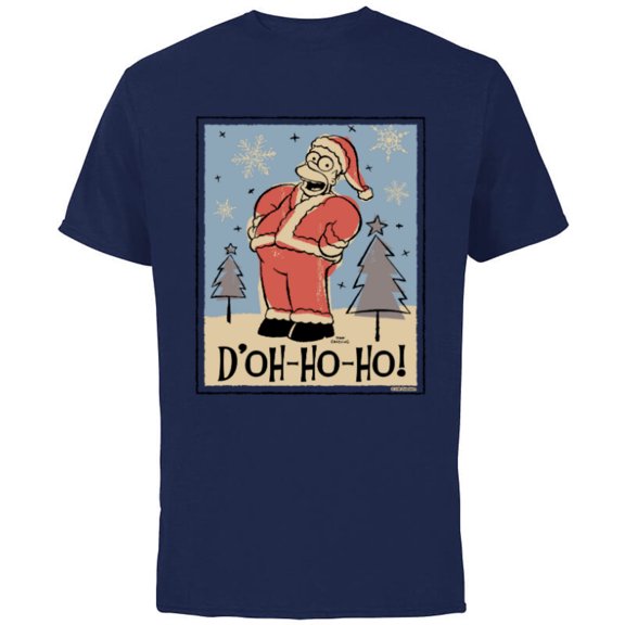 The Simpsons Homer Santa Christmas Holiday D’oh-Ho-Ho - Short Sleeve Cotton T-Shirt for Adults - Customized-Navy