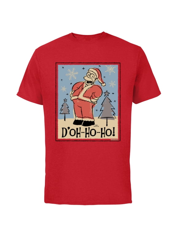 Homer Santa Christmas Holiday D’oh-Ho-Ho - Short Sleeve Cotton T-Shirt for Adults - Customized-Red