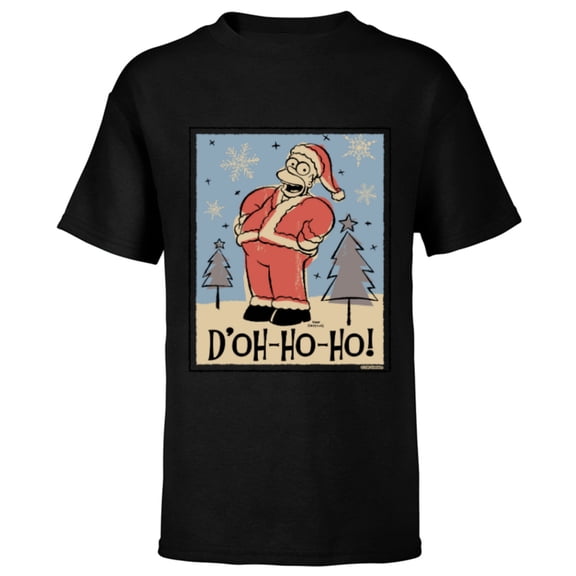 The Simpsons Homer Santa Christmas Holiday D’oh-Ho-Ho - Short Sleeve T-Shirt for Kids - Customized-Black