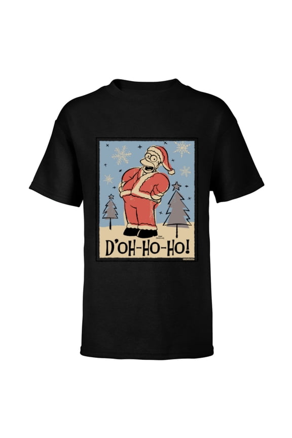 Homer Santa Christmas Holiday D’oh-Ho-Ho - Short Sleeve T-Shirt for Kids - Customized-Black