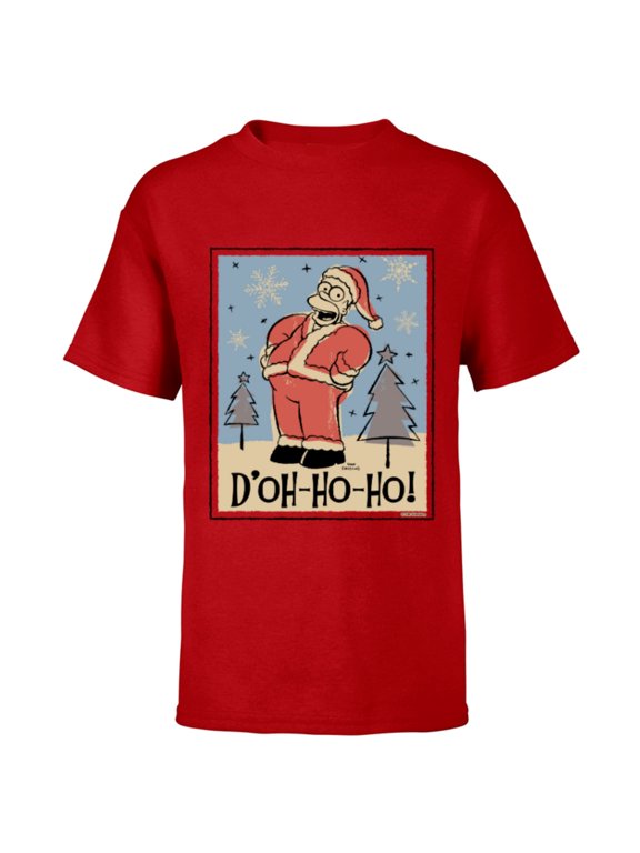 Homer Santa Christmas Holiday D’oh-Ho-Ho - Short Sleeve T-Shirt for Kids - Customized-Red