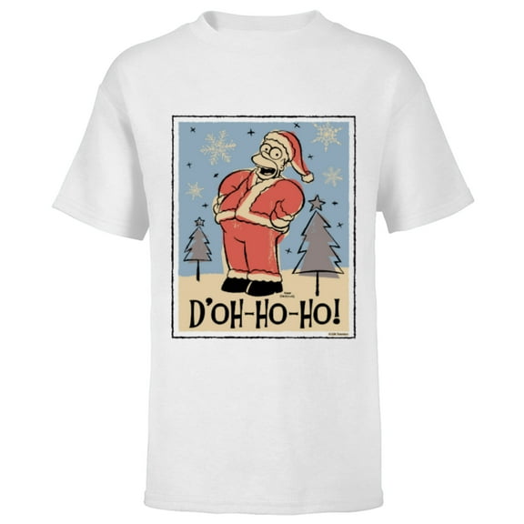 The Simpsons Homer Santa Christmas Holiday D’oh-Ho-Ho - Short Sleeve T-Shirt for Kids - Customized-White