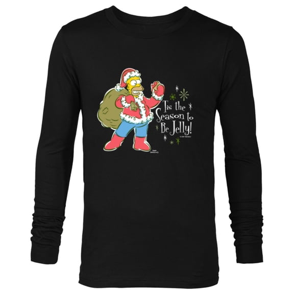 The Simpsons Homer Santa Christmas Season to be Jelly - Long Sleeve T-Shirt for Men - Customized-Black