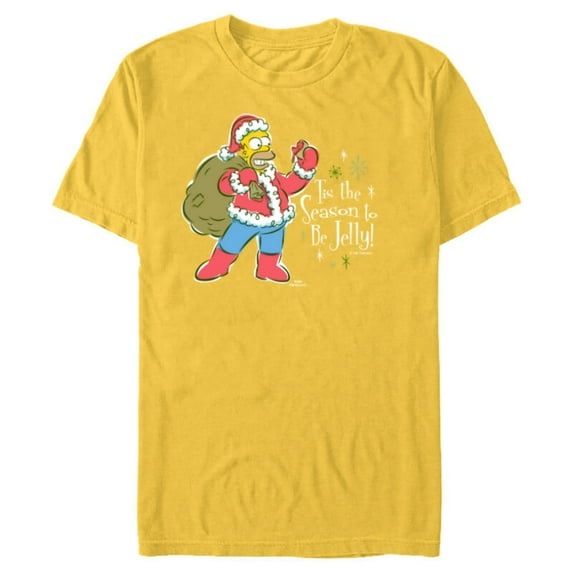 The Simpsons Homer Santa Christmas Season to be Jelly - Short Sleeve Blended T-Shirt for Adults - Customized-Yellow