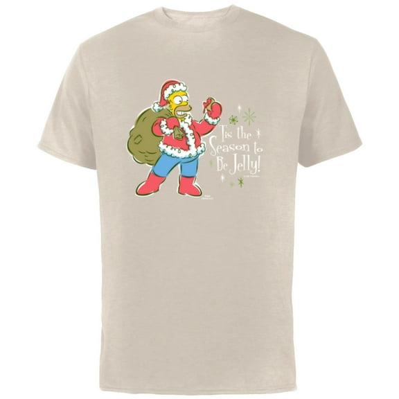 The Simpsons Homer Santa Christmas Season to be Jelly - Short Sleeve Cotton T-Shirt for Adults - Customized-Natural