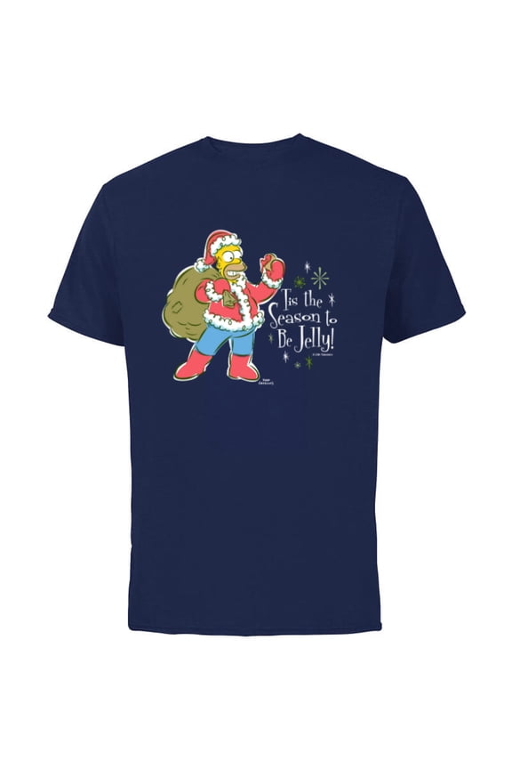 Homer Santa Christmas Season to be Jelly - Short Sleeve Cotton T-Shirt for Adults - Customized-Navy