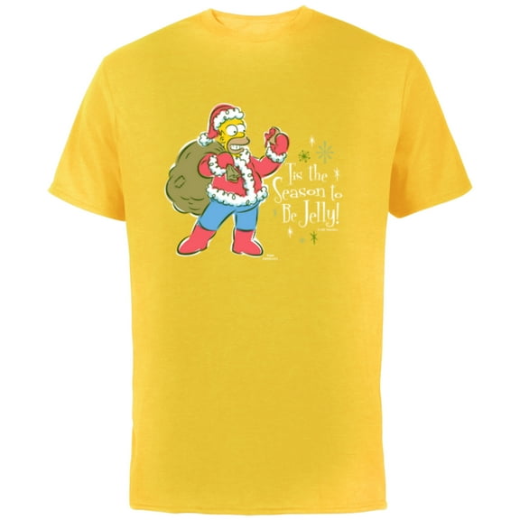 The Simpsons Homer Santa Christmas Season to be Jelly - Short Sleeve Cotton T-Shirt for Adults - Customized-Yellow