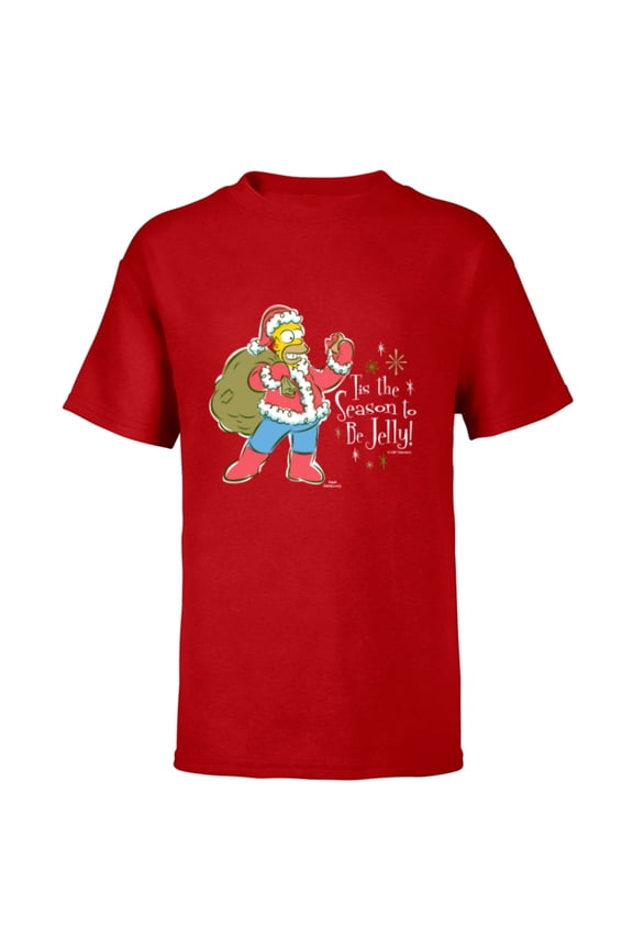 Homer Santa Christmas Season to be Jelly - Short Sleeve T-Shirt for Kids - Customized-Red