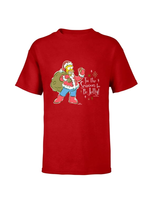 Homer Santa Christmas Season to be Jelly - Short Sleeve T-Shirt for Kids - Customized-Red