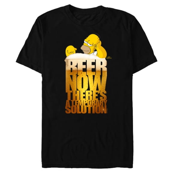 The Simpsons Homer Simpson Beer There’s a Temporary Solution - Short Sleeve Blended T-Shirt for Adults - Customized-Black
