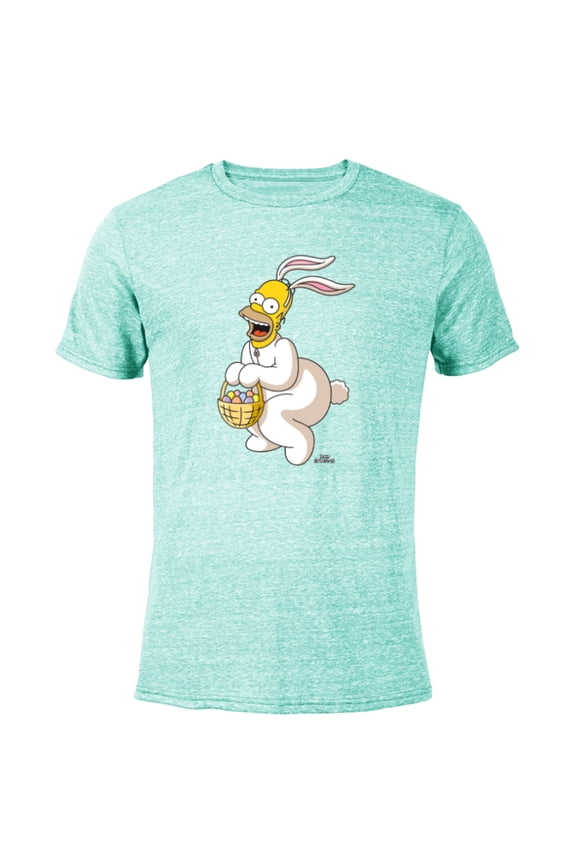Homer Simpson Easter Bunny - Short Sleeve Blended T-Shirt for Adults - Customized-Ocean Blue