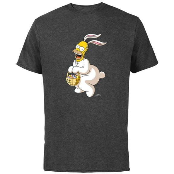 The Simpsons Homer Simpson Easter Bunny - Short Sleeve Cotton T-Shirt for Adults - Customized-Charcoal