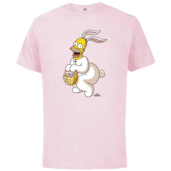 The Simpsons Homer Simpson Easter Bunny - Short Sleeve Cotton T-Shirt for Adults - Customized-Soft Pink