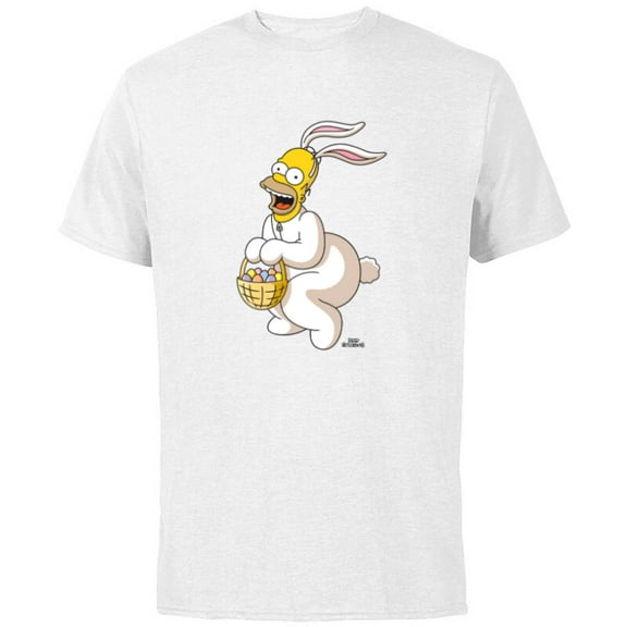 The Simpsons Homer Simpson Easter Bunny - Short Sleeve Cotton T-Shirt for Adults - Customized-White