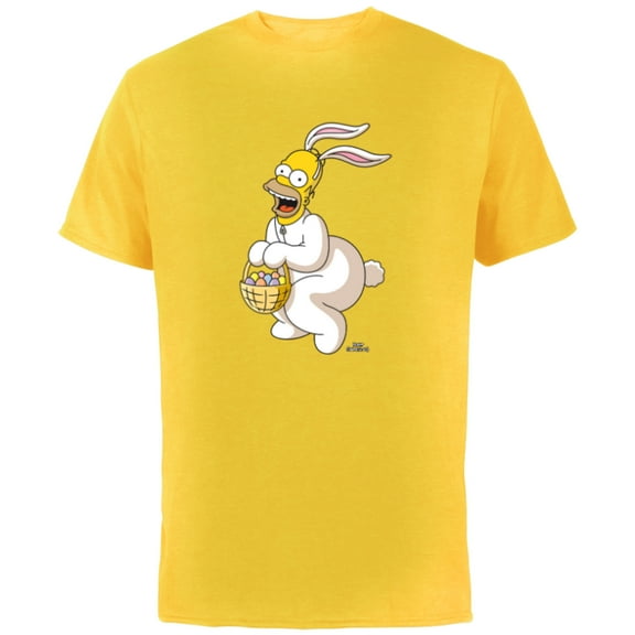 The Simpsons Homer Simpson Easter Bunny - Short Sleeve Cotton T-Shirt for Adults - Customized-Yellow