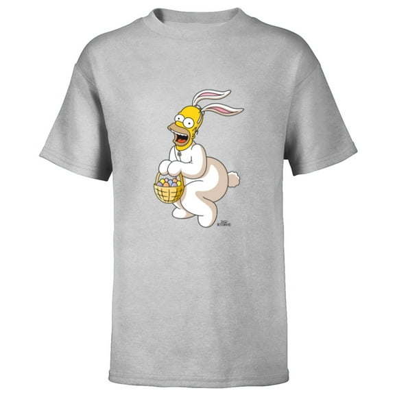 The Simpsons Homer Simpson Easter Bunny - Short Sleeve T-Shirt for Kids - Customized-Athletic Heather