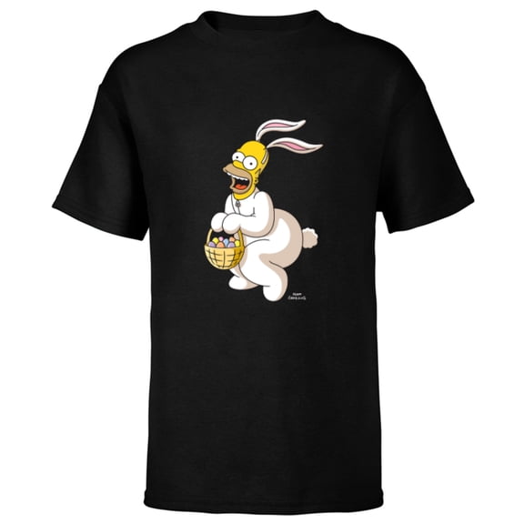 The Simpsons Homer Simpson Easter Bunny - Short Sleeve T-Shirt for Kids - Customized-Black