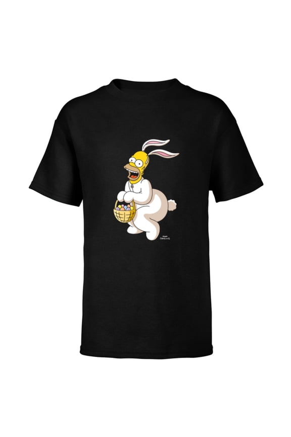 Homer Simpson Easter Bunny - Short Sleeve T-Shirt for Kids - Customized-Black