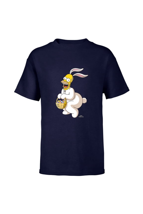 Homer Simpson Easter Bunny - Short Sleeve T-Shirt for Kids - Customized-Navy