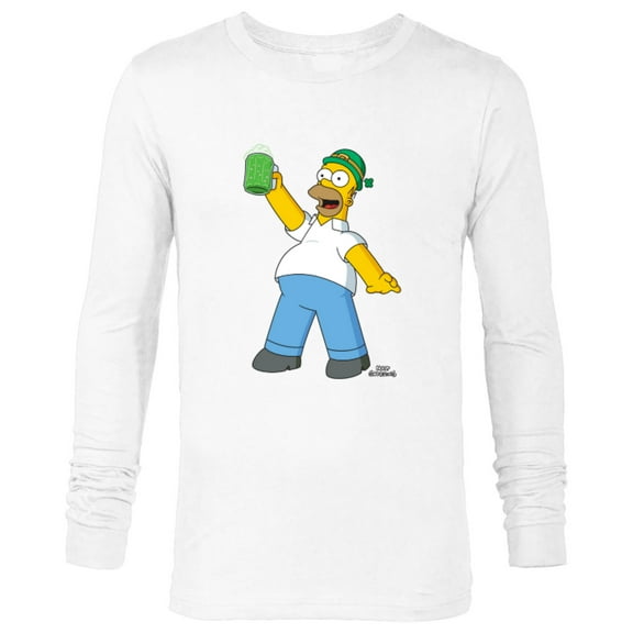 The Simpsons Homer Simpson Green Duff Beer St. Patrick's Day - Long Sleeve T-Shirt for Men - Customized-White