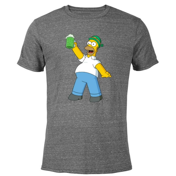 The Simpsons Homer Simpson Green Duff Beer St. Patrick's Day - Short Sleeve Blended T-Shirt for Adults - Customized-Dark Heather