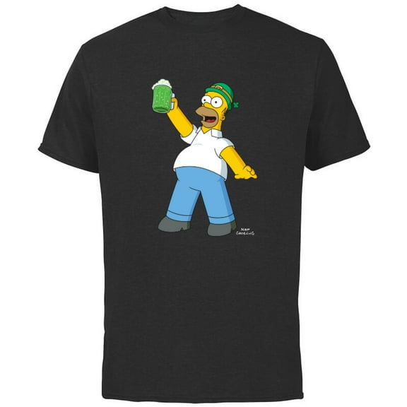 The Simpsons Homer Simpson Green Duff Beer St. Patrick's Day - Short Sleeve Cotton T-Shirt for Adults - Customized-Black