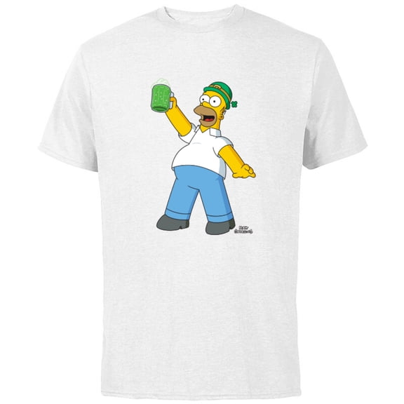 The Simpsons Homer Simpson Green Duff Beer St. Patrick's Day - Short Sleeve Cotton T-Shirt for Adults - Customized-White