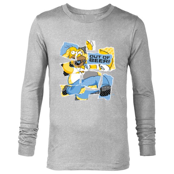 The Simpsons Homer Simpson Out of Beer All Torn Up - Long Sleeve T-Shirt for Men - Customized-Athletic Heather