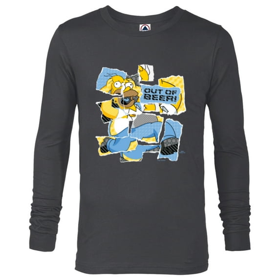 The Simpsons Homer Simpson Out of Beer All Torn Up - Long Sleeve T-Shirt for Men - Customized-Charcoal Heather