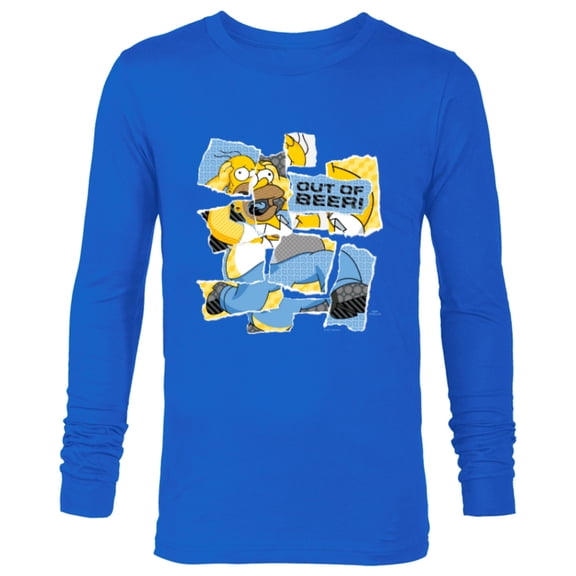 The Simpsons Homer Simpson Out of Beer All Torn Up - Long Sleeve T-Shirt for Men - Customized-Navy