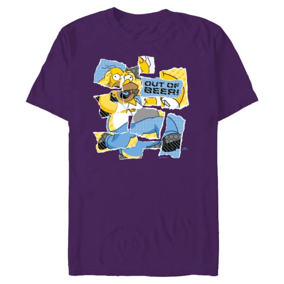 The Simpsons Homer Simpson Out of Beer All Torn Up - Short Sleeve Blended T-Shirt for Adults - Customized-Purple