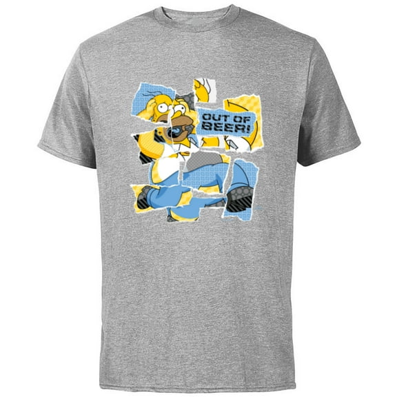 The Simpsons Homer Simpson Out of Beer All Torn Up - Short Sleeve Cotton T-Shirt for Adults - Customized-Athletic Heather