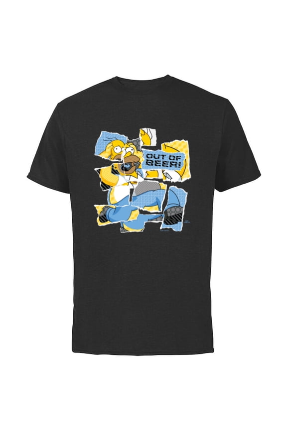 The Simpsons Homer Simpson Out of Beer All Torn Up - Short Sleeve Cotton T-Shirt for Adults - Customized-Black