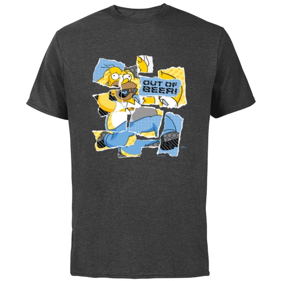 The Simpsons Homer Simpson Out of Beer All Torn Up - Short Sleeve Cotton T-Shirt for Adults - Customized-Charcoal