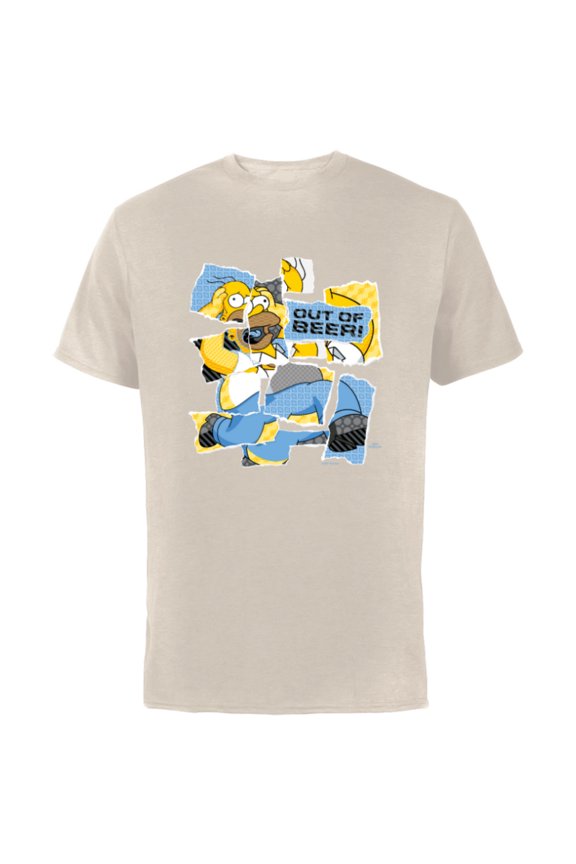 The Simpsons Homer Simpson Out of Beer All Torn Up - Short Sleeve Cotton T-Shirt for Adults - Customized-Natural